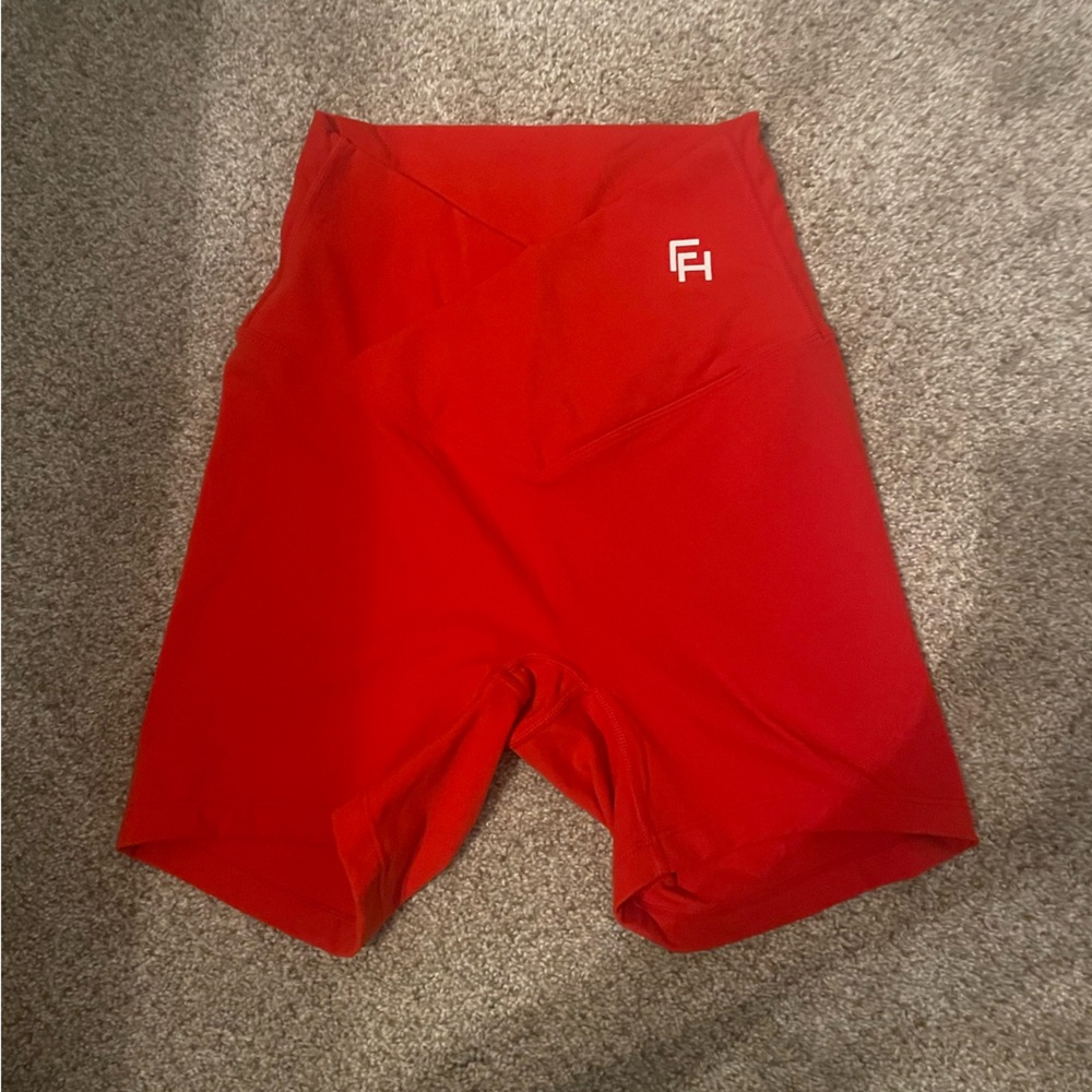 first health apparel candy red biker shorts